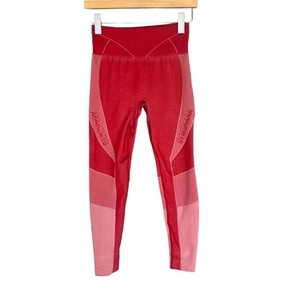 Gymshark Pants - Gymshark Turbo Seamless Red Colorblock Leggings High Rise Small